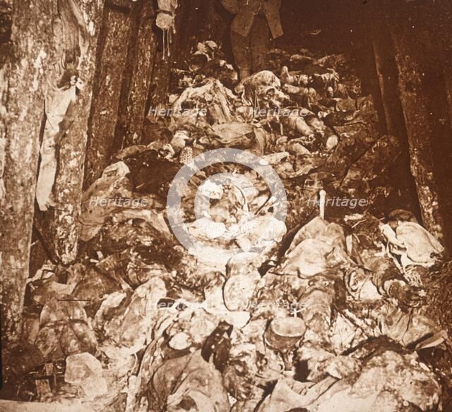 Bodies in tunnels under Mount Cornillet, Champagne, northern France, c1917. Artist: Unknown.