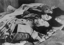 Bodies laid out after being machine-gunned, Barcelona, Spain, Spanish Civil War, c1936-c1939