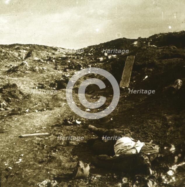 Body, trenches on the front line, Somme, northern France, c1916-c1918. Artist: Unknown.