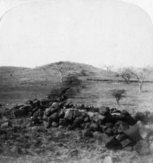 Boer trenches and crest of Hart's Hill, scene of the Irish Brigade's famous charge, Colenso, 1901. Artist: Underwood & Underwood