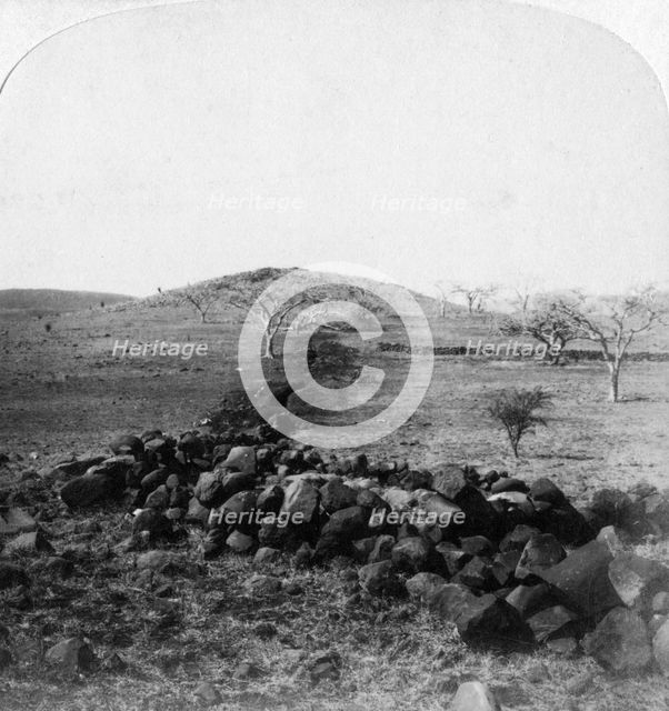 Boer trenches and crest of Hart's Hill, scene of the Irish Brigade's famous charge, Colenso, 1901. Artist: Underwood & Underwood