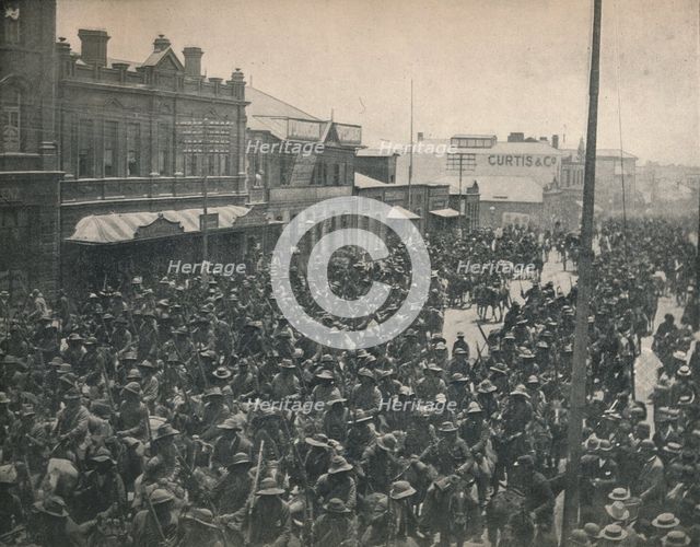 'Boer Commando passing through Johannesburg (Second Transvaal War)', c1900. Creator: Unknown.