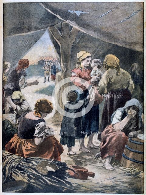 Boer families in a British prison camp, 1901. Artist: Anon