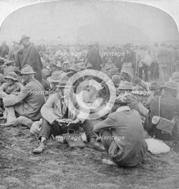 Boer prisoners of war, South Africa, 2nd Boer War, 1900.  Artist: Underwood & Underwood