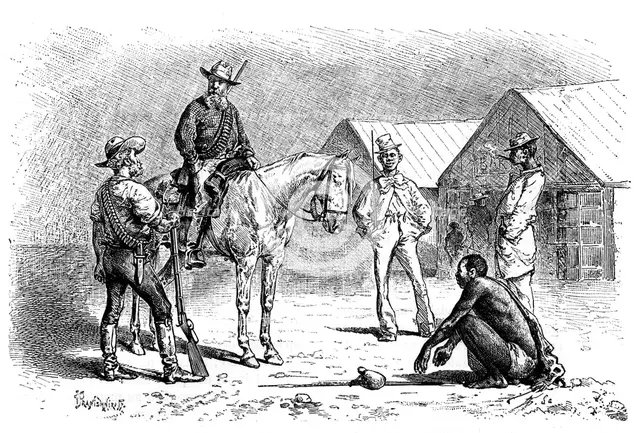 'Boers and Kaffirs', Cape Colony, South Africa, 19th century. Artist: Pranishnikoff