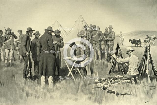 'Boers Taking the Oath of Neutrality at Greylingstad', 1901. Creator: Henry Marriott Paget.
