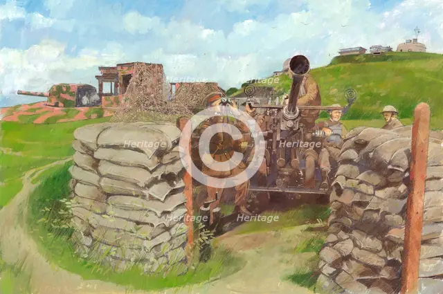 Bofors gun, Pendennis Castle, c1943, (c1990-2010) Artist: Ivan Lapper.