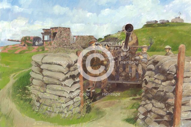 Bofors gun, Pendennis Castle, c1943, (c1990-2010) Artist: Ivan Lapper.