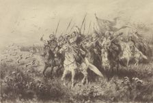 Bohdan Khmelnytsky and Tuhay Bey. Illustration for Book With Fire and Sword by Henryk Sienkiewicz, 1