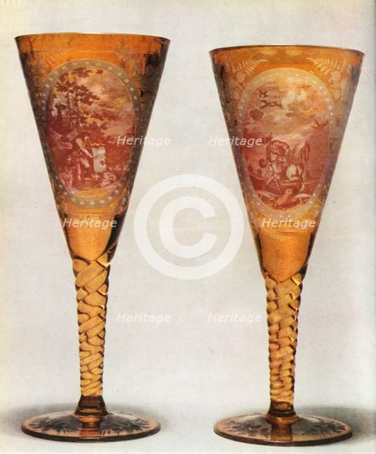 Bohemian glasses, 19th century, (1948).  Creator: Unknown.
