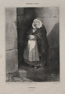 Bohemians of Paris, plate 15: The Pedestrain (or The Large Sick Woman), 1841. Creator: Honoré Daumier (French, 1808-1879)