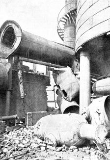 Boiler Explosion near Redcar: ends of boilers blown near furnace, 1895. Creator: Harold Hood
