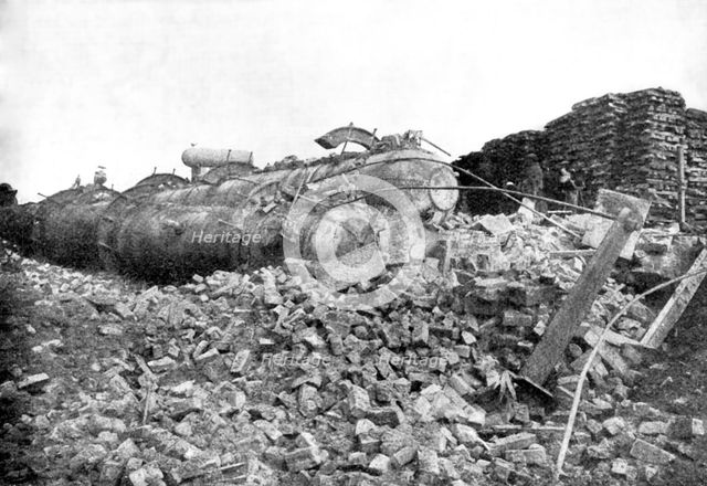 Boiler Explosion near Redcar: portion of a displaced boiler, 1895. Creator: Harold Hood.