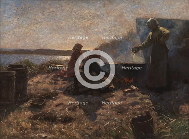 Boiling Train Oil at Nymindegab, Jutland, 1879. Creator: Laurits Tuxen.