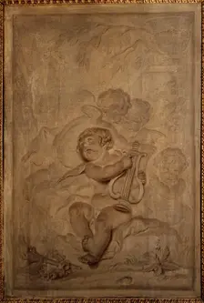 Boiserie de l'hôtel Helvétius. Le Poète : quatre amours dont l'un joue de la lyre, c1744-1818. Creator: Piat Joseph Sauvage