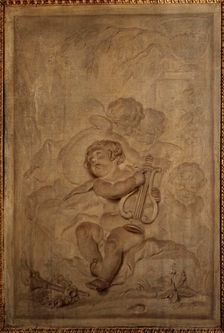 Boiserie de l'hôtel Helvétius. Le Poète : quatre amours dont l'un joue de la lyre, c1744-1818. Creator: Piat Joseph Sauvage