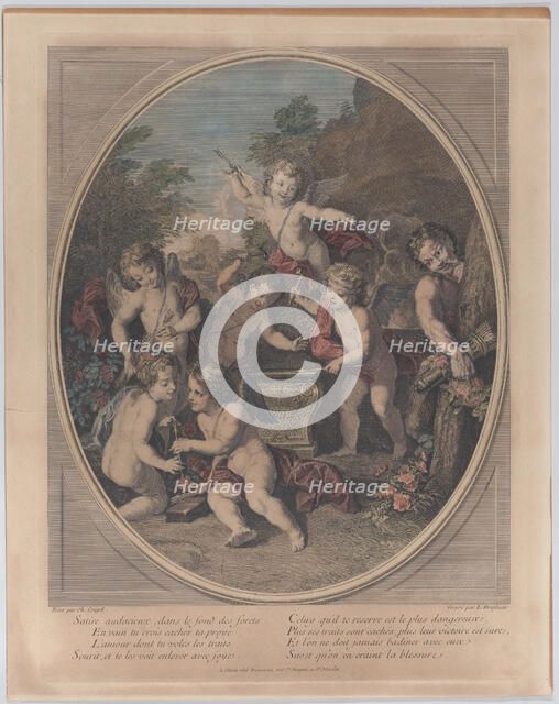 Bold satire in the depths of the forest (Satire audacieux, dans le fond des forets), 1714-39. Creator: Louis Desplaces.