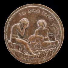 Boldù with the Genius of Death [reverse], 1466. Creator: Unknown