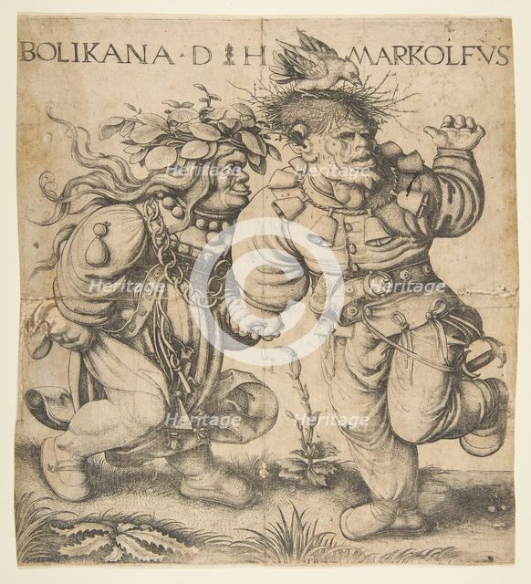 Bolinka and Marcolfus, late 15th-early 16th century. Creator: Daniel Hopfer.