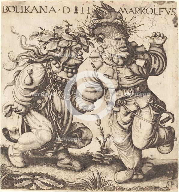 Bolikana and Markolfus, early 16th century. Creator: Daniel Hopfer.