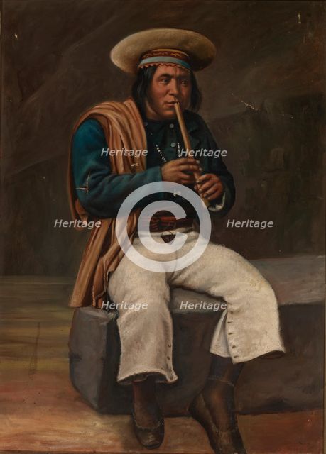 Bolivian Indian Playing the Quena, ca. 1890-1892. Creator: Unknown.