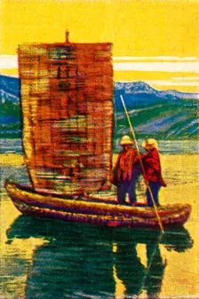 Bolivian sailing raft made of reeds, c1928. Creator: Unknown