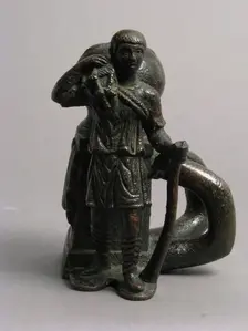 Bollard with a Fisherman, Late Roman or Byzantine, early 5th century. Creator: Unknown