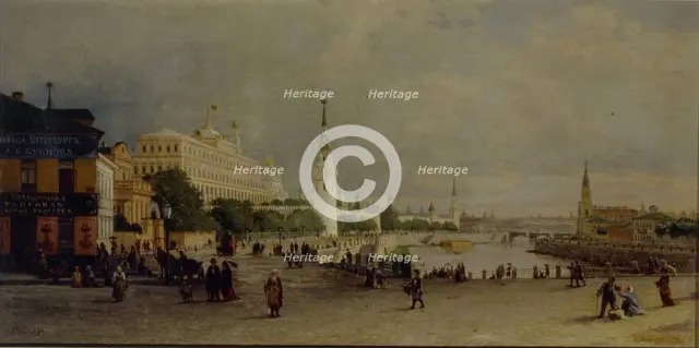 Bolshoy Kamenny Bridge in Moscow. Artist: Vereshchagin, Pyotr Petrovich (1836-1886)