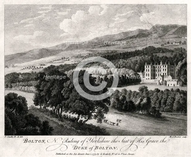 'Bolton, North Riding of Yorkshire the Seat of His Grace the Duke of Bolton', 1775. Artist: Michael Angelo Rooker