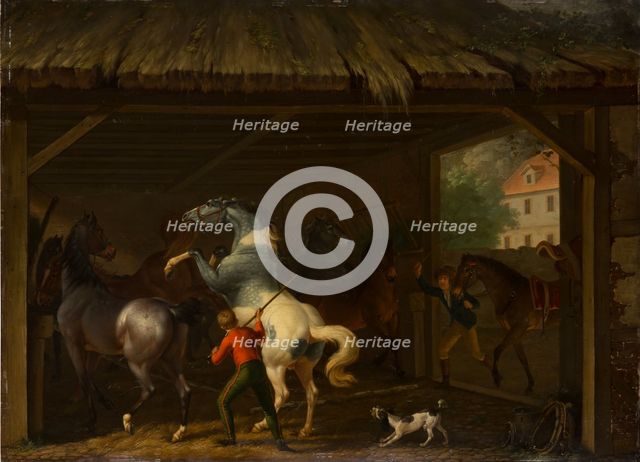 Bolting Horse in the Stable, 1797. Creator: Johann Georg Pforr.