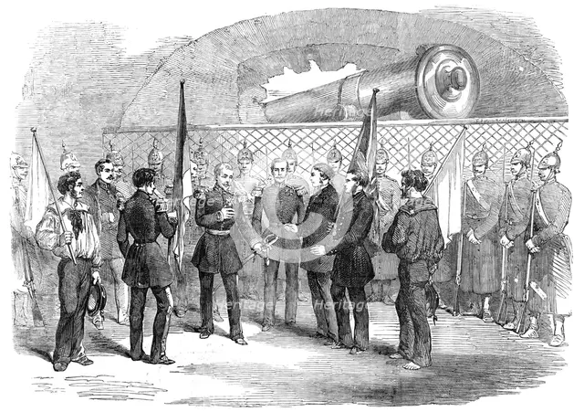 Bomarsund - General Bodiscoe, the Russian Governor, surrendering himself to the English and..., 1854 Creator: Unknown.
