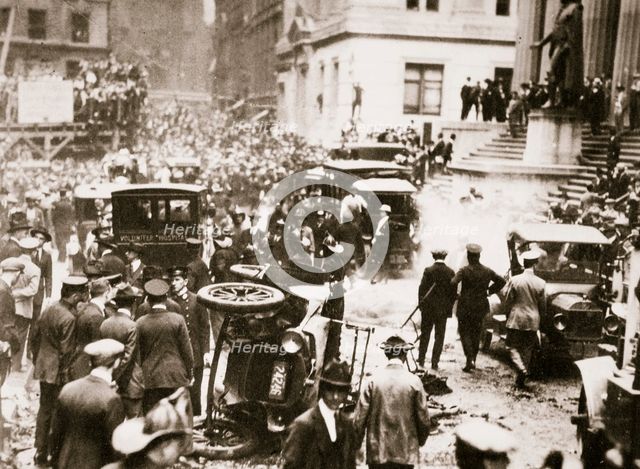 Bomb blast opposite the offices of JP Morgan & Co, New York, USA, 16 September, 1920. Creator: Unknown.