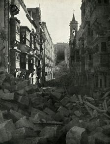Bomb damage on a Maltese street, World War II, 1942 (1944). Creator: Unknown