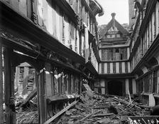 Bomb damage to Ford's Hospital, Greyfriars Lane, Coventry, 1941. Creator: George Bernard Mason