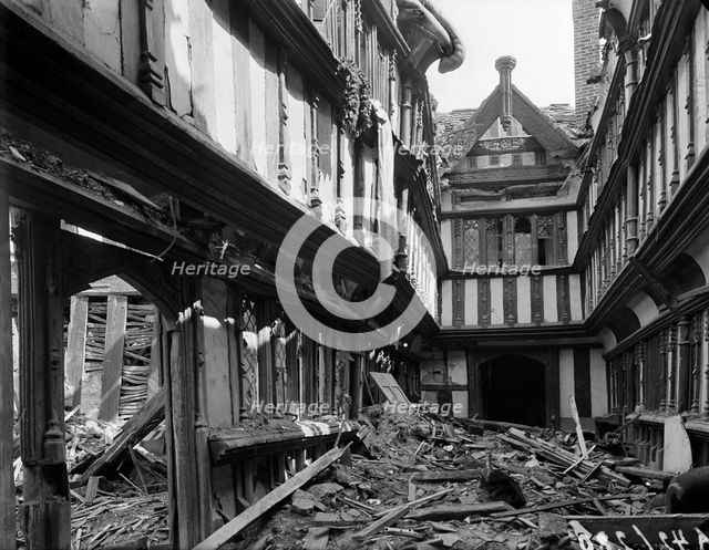 Bomb damage to Ford's Hospital, Greyfriars Lane, Coventry, 1941. Creator: George Bernard Mason.