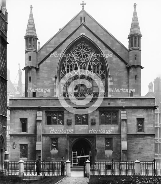 Bomb damage to Lincoln's Inn Chapel, London, October 1915. Artist: Unknown.