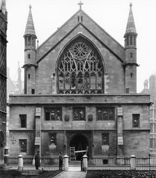 Bomb damage to Lincoln's Inn Chapel, London, October 1915