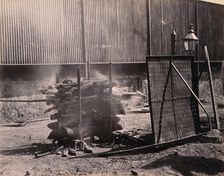 Bombay (Mumbai): a body burning on a funeral pyre, (1900?). Creator: Unknown