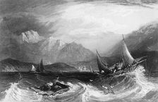 Bombay Harbour: - Fishing boats, in the Monsoon 1845. Creator: Unknown