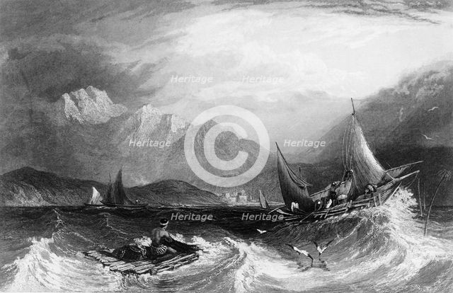 'Bombay Harbour: - Fishing boats, in the Monsoon', 1845. Creator: Unknown.