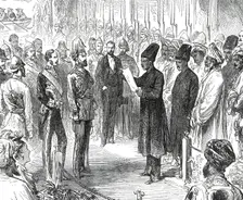 Bombay Parsees with an Address of Welcome to the Prince, 1876. Creator: Unknown