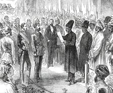 Bombay Parsees with an Address of Welcome to the Prince, 1876. Creator: Unknown