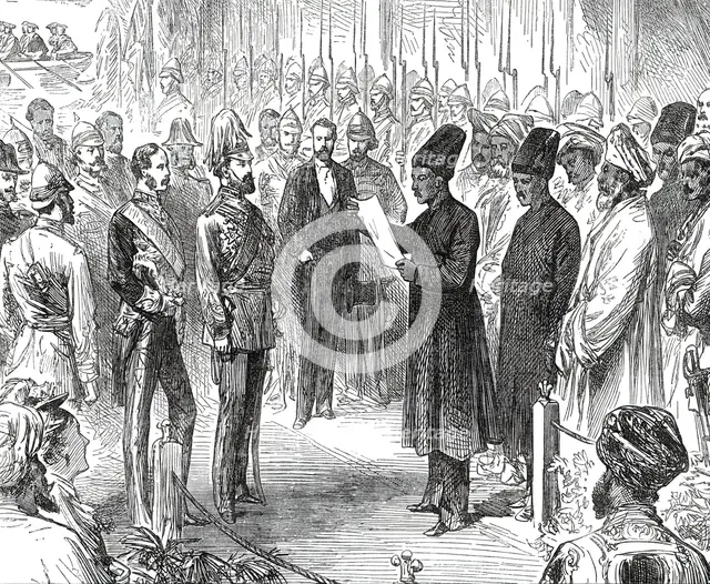 Bombay Parsees with an Address of Welcome to the Prince, 1876. Creator: Unknown.