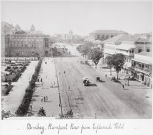 Bombay Rampart Row, from Esplanade Hotel, Late 1860s. Creator: Samuel Bourne