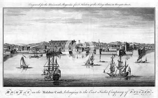 Bombay, the East India Company's port on the Malabar Coast of India, 1755. Artist: Unknown