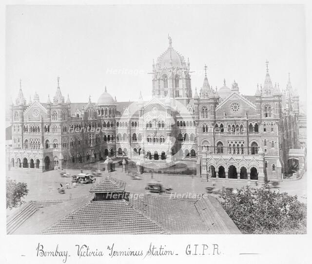 Bombay, Victoria Terminus Station-G.I.P.R, Late 1860s. Creator: Samuel Bourne.