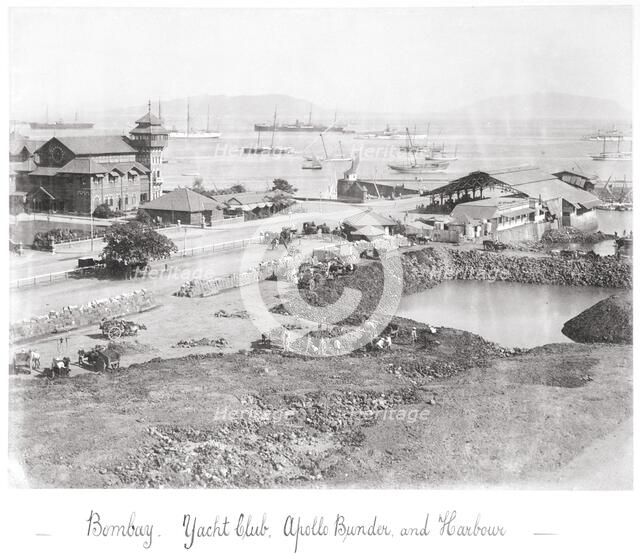 Bombay, Yacht Club, Apollo Bunder and Harbour, Late 1860s. Creator: Samuel Bourne.