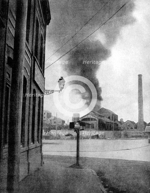 Bombardment of a mine by the Germans, Pas-de-Calais, France, 1915. Artist: Unknown