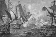 Bombardment of Acre c1880. Artist: Charles Olivier Murray