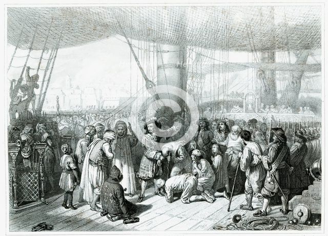 Bombardment of Algiers by the French fleet commanded by Abraham Duquesne (1610-1688) on 27 June 1…